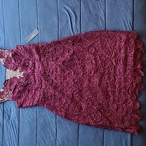 LULUS LAST DANCE BURGUNDY LACE BODYCON DRESS